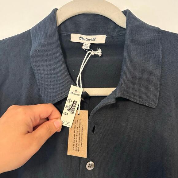 NWT Madewell Three-Button Sweater Polo Shirt In Night Indigo Size XS - Picture 4 of 6